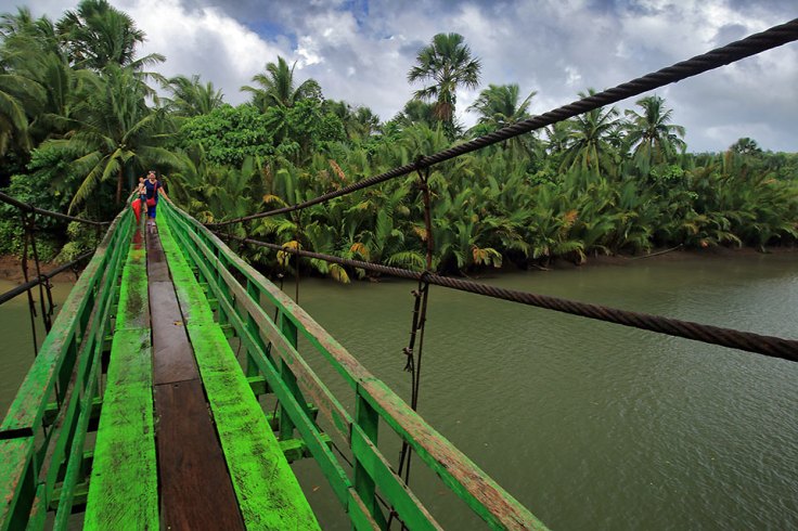 hanging bridge over the Macasin River, Mauban, Quezon