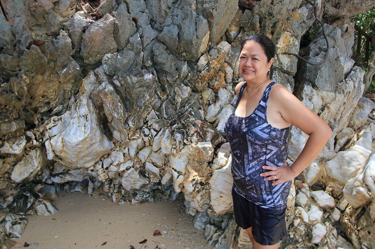 Nina and marble rocks at Talipasak Beach