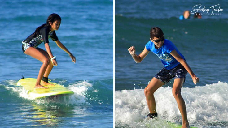 surfer beginners at Urbiztondo Beach, San Juan, La Union