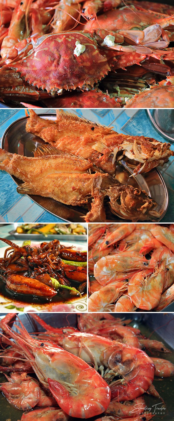 cooked seafood at the Tignoan seafood market